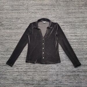 Sanctuary Black Velvet Button-Down Shirt